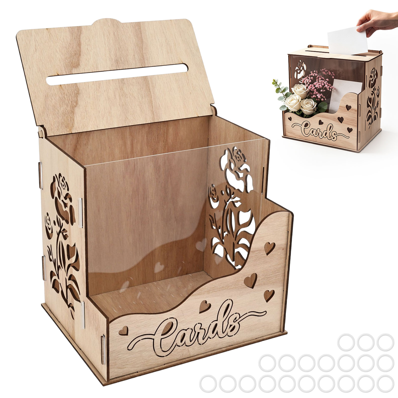 Wooden Party Card Box with Acr - Wedding Card Box ulasan dan harga