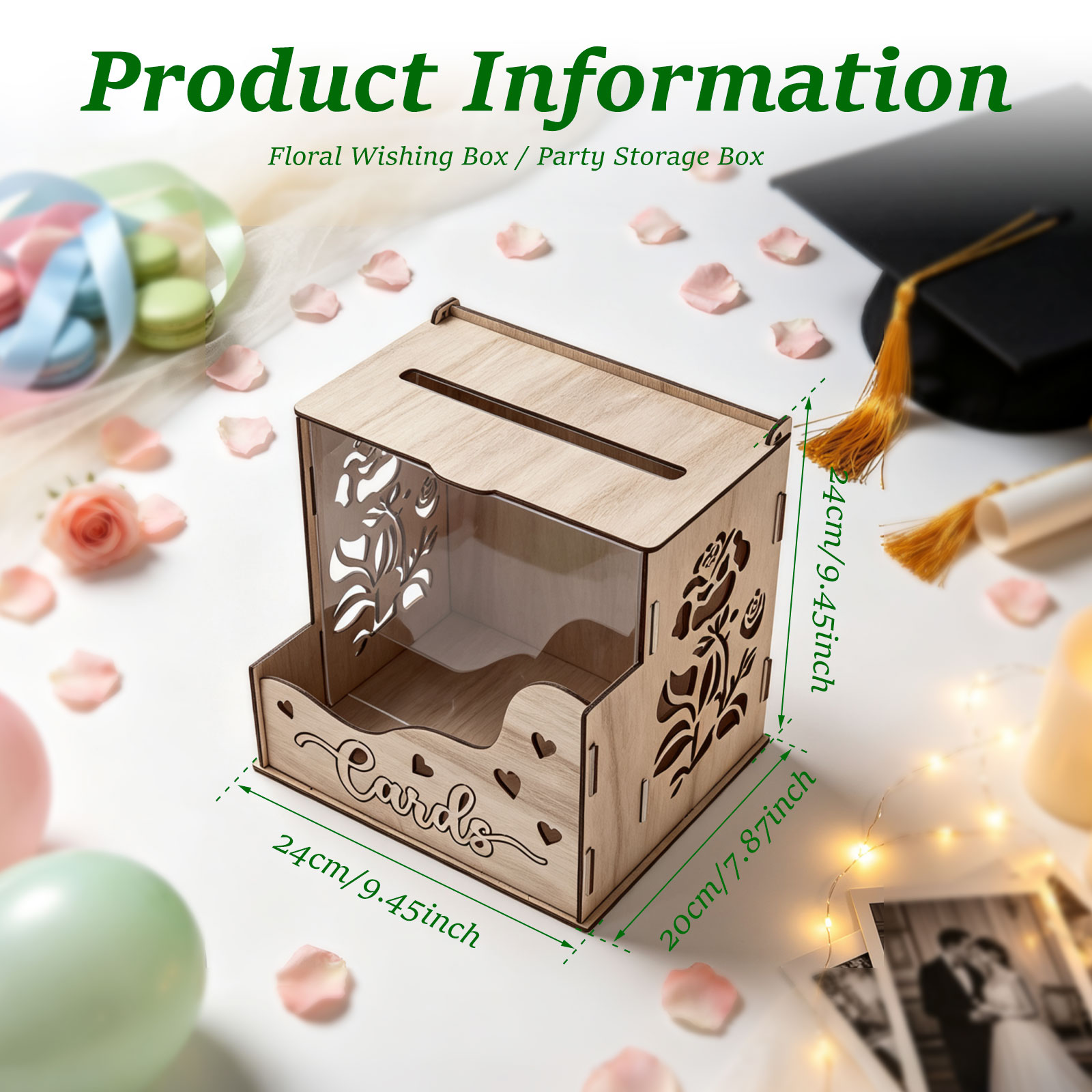 Wooden Party Card Box with Acr - Wedding Card Box ulasan dan harga