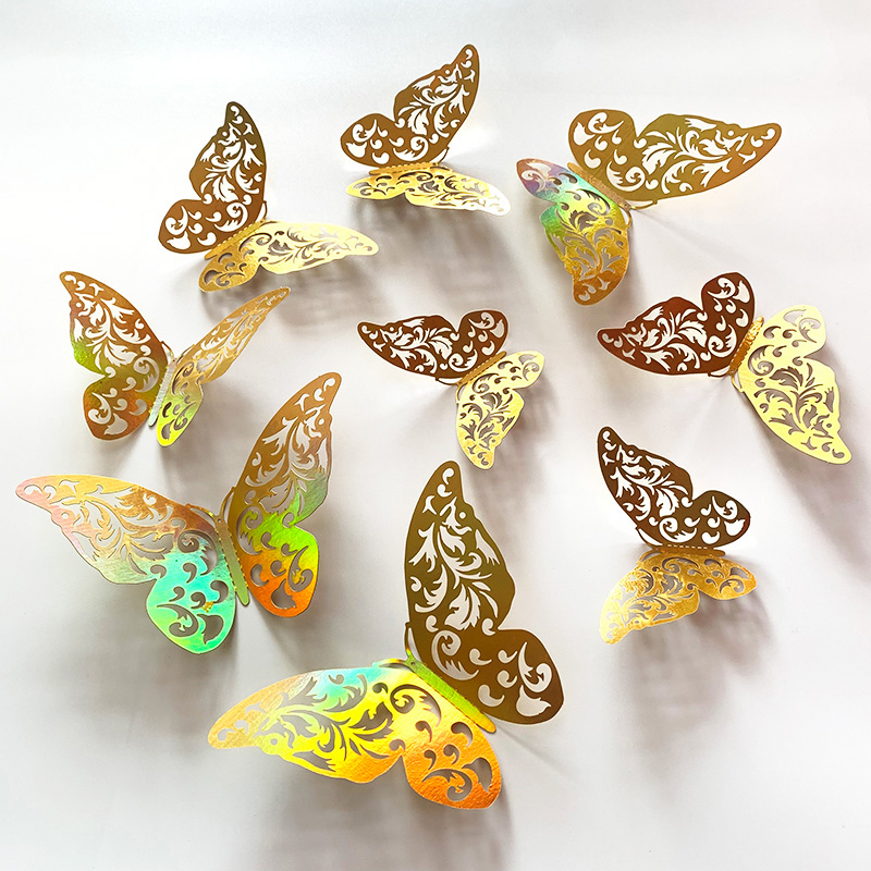 12 Pcs Gold 3D Hollow Butterfl - Wedding Package Gold ulasan dan harga