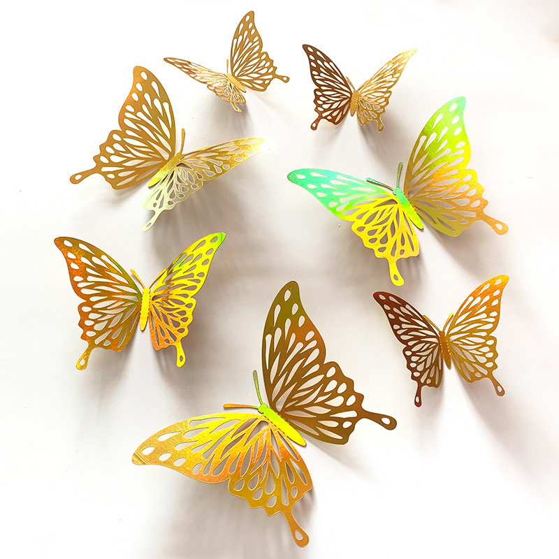 12 Pcs Gold 3D Hollow Butterfl - Wedding Package Gold ulasan dan harga