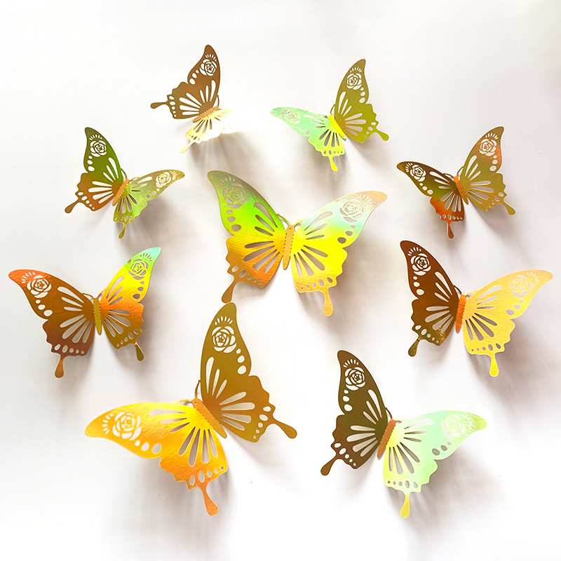 12 Pcs Gold 3D Hollow Butterfl - Wedding Package Gold ulasan dan harga