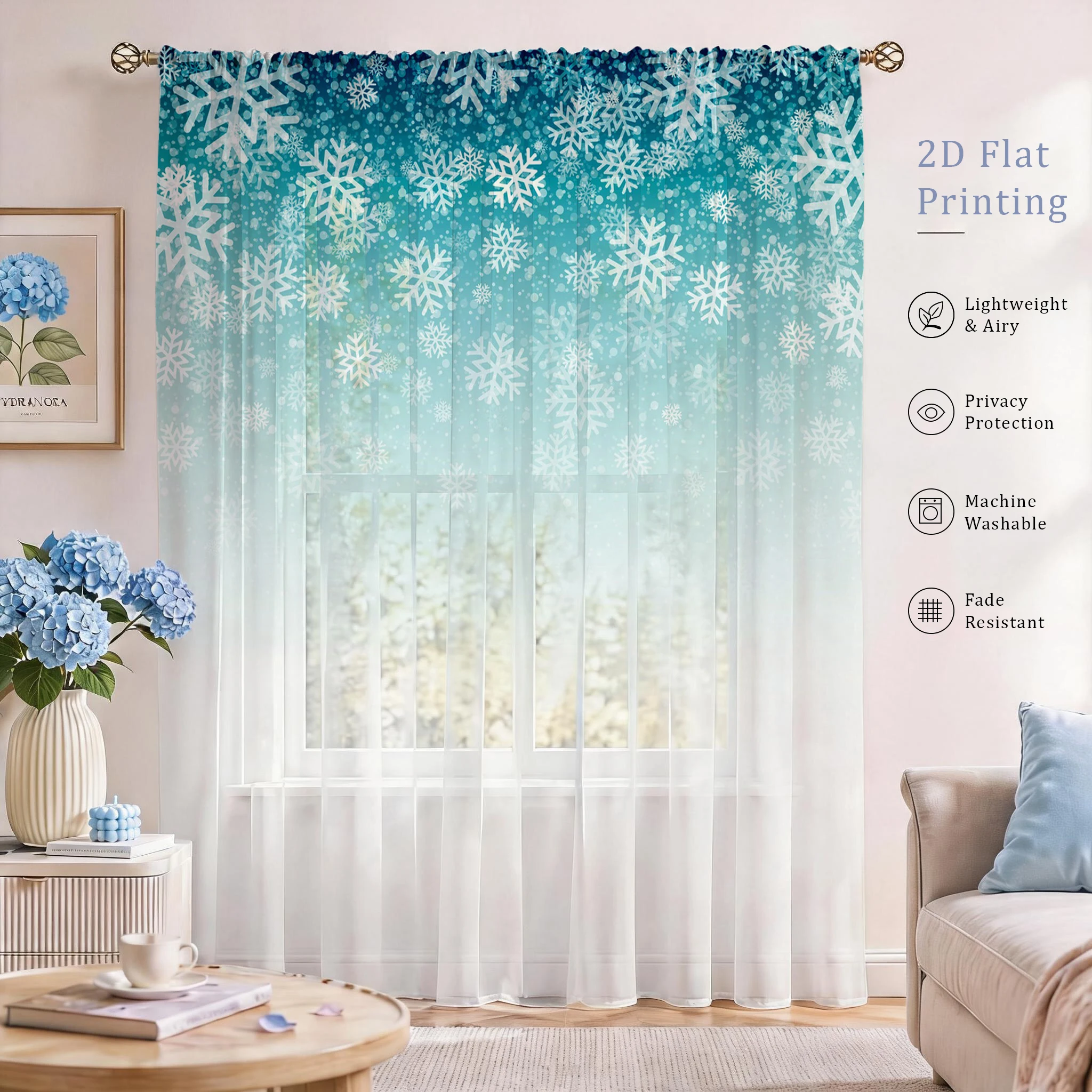 Floral Gradient Sheer Curtain, - Good Floral & Wedding Decor Supply ulasan dan harga