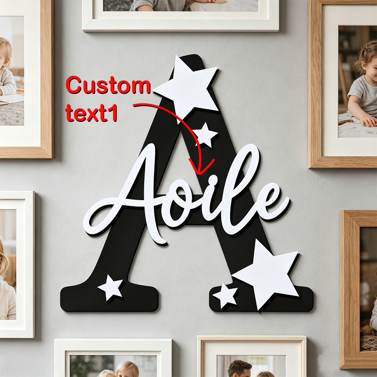 1pc Custom Star Initial Wooden - Wedding Souvenir ulasan dan harga