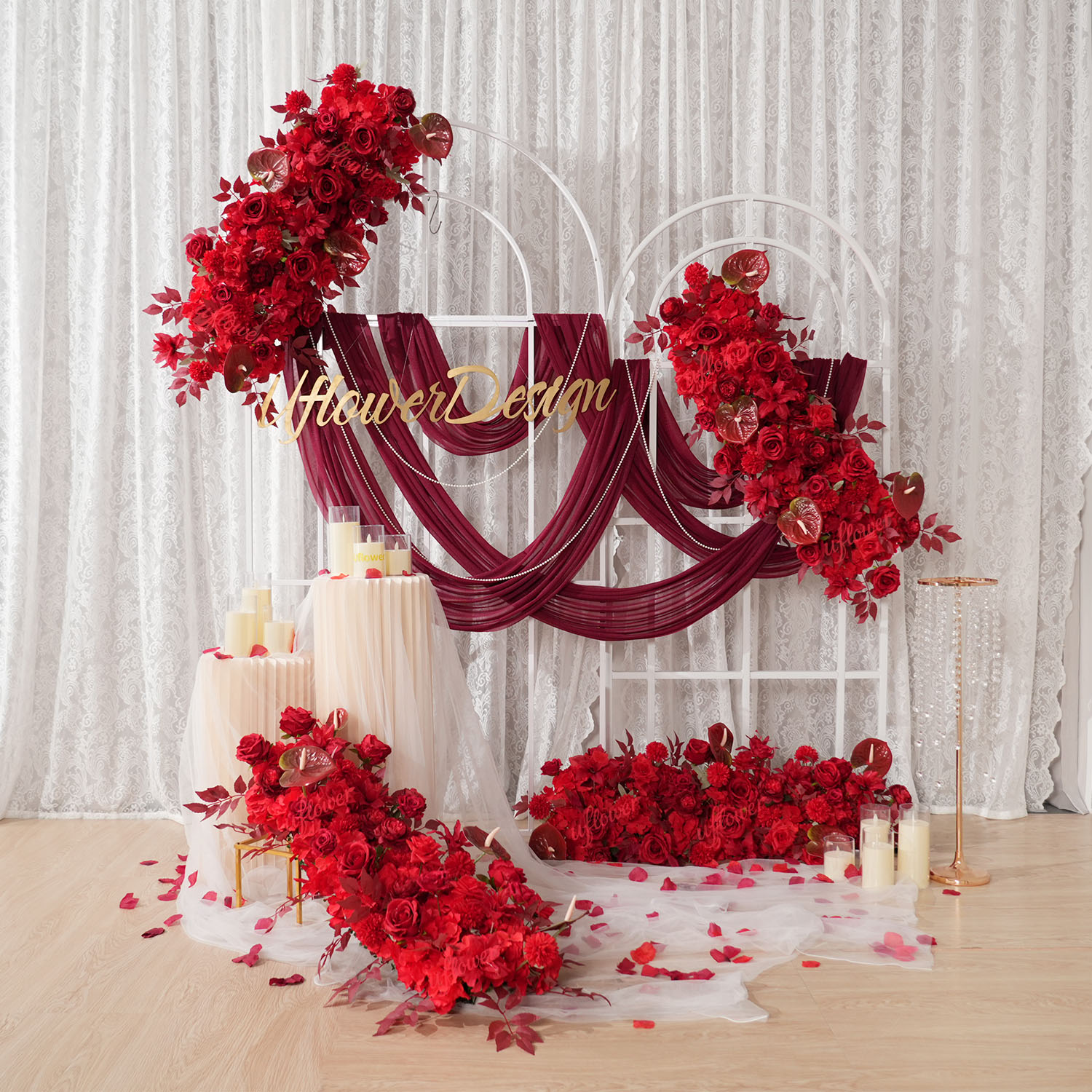 Uflower Red Flower Row Wedding - Wedding Arch Flower ulasan dan harga