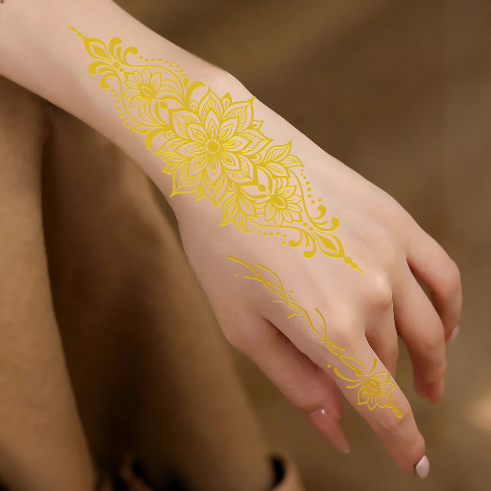 1pc Metallic Flower Tattoo Sti - Wedding Sutra ulasan dan harga