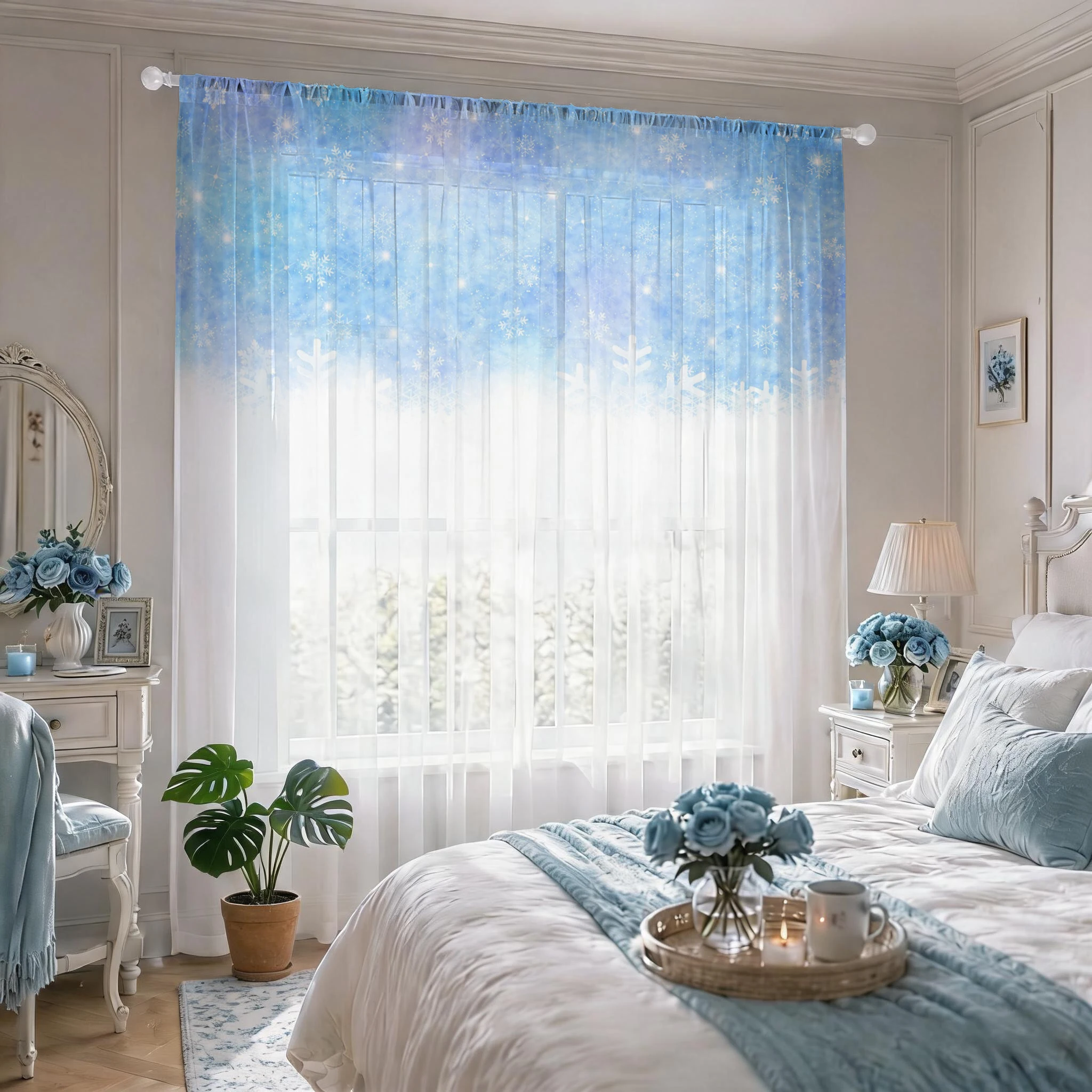 Floral Gradient Sheer Curtain, - Good Floral & Wedding Decor Supply ulasan dan harga