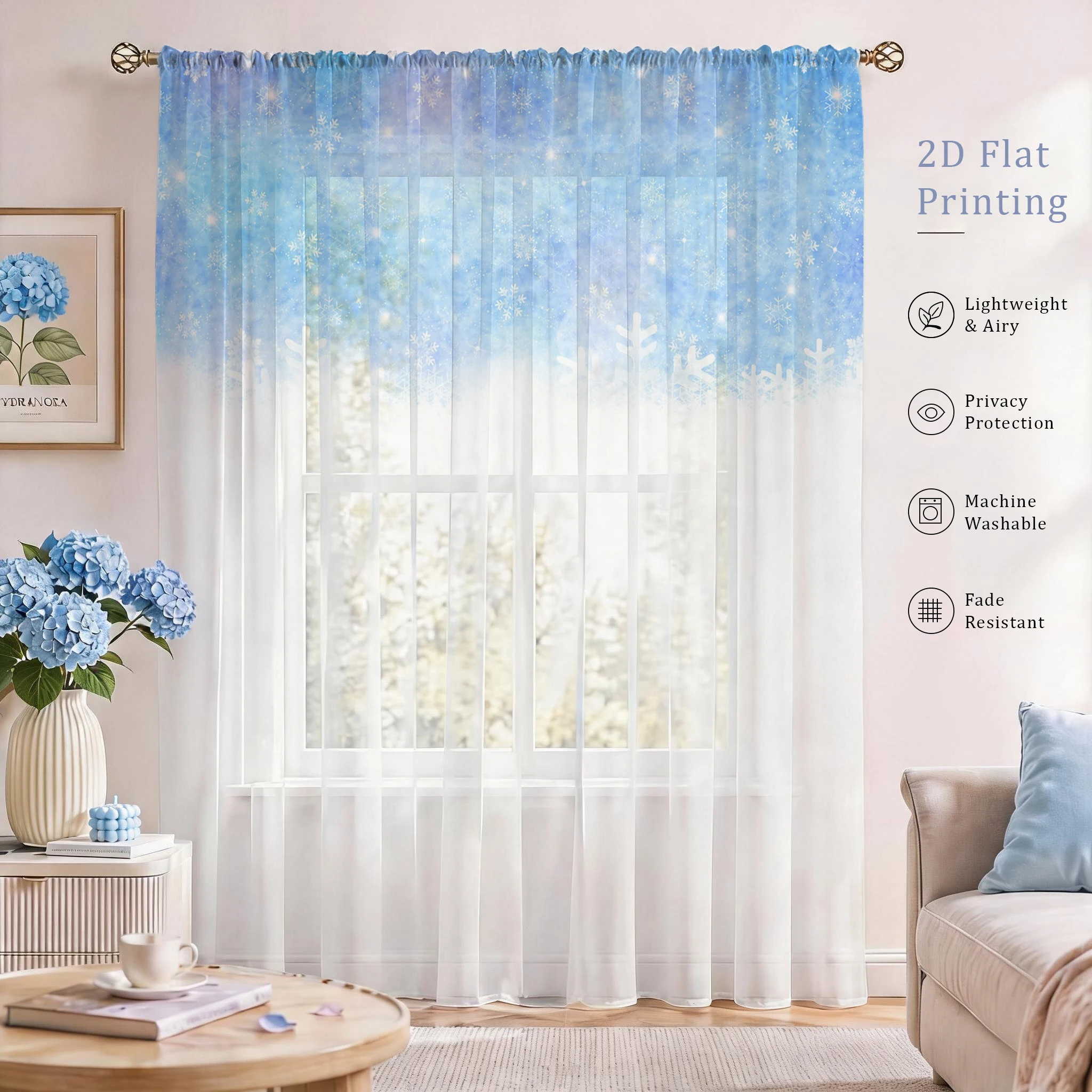 Floral Gradient Sheer Curtain, - Good Floral & Wedding Decor Supply ulasan dan harga